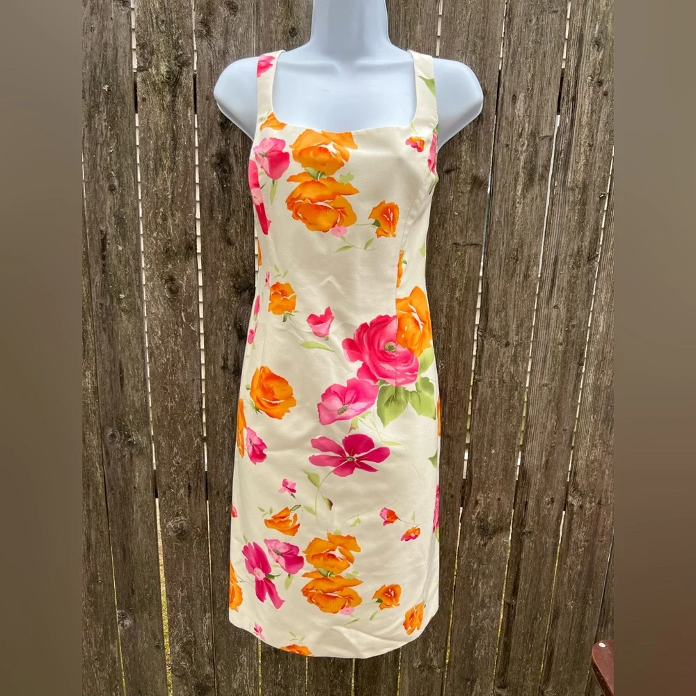 🍎 Teri Jon Silk Floral Sheath Dress With Cropped Jacket Self Tie Size 6 (AA3) - Picture 4 of 11